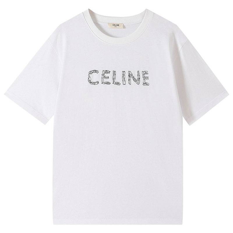 日本未入荷セリーヌ ルーズ Tシャツ 偽物 コットン ホワイト Cef32445