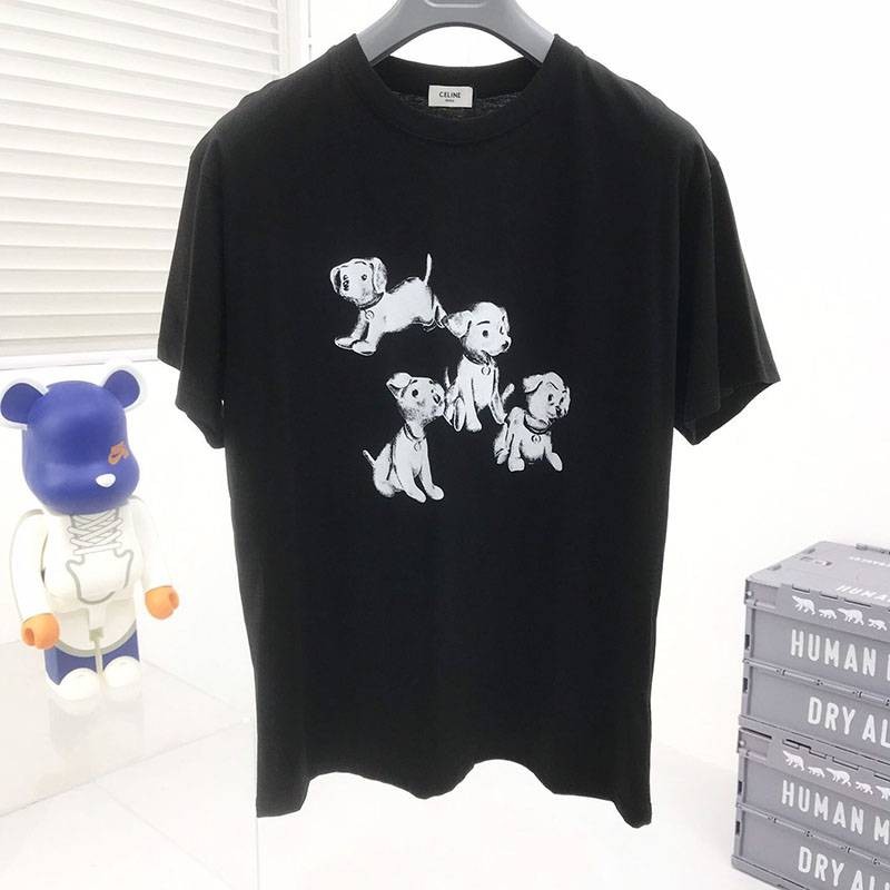 人気No1セリーヌ アーティストプリント ルーズTシャツ コピー/ コットン ブラック Cez86971