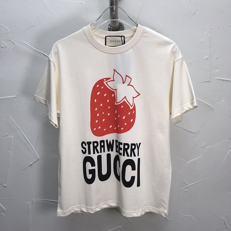 セール新作★"グッチ STRAWBERRY 偽物" コットンTシャツ★すぐ届く！ gui32635