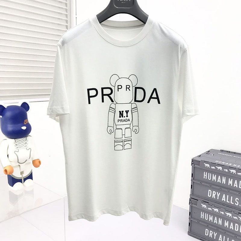 累積売上総額第１位！プラダ ロゴ コットンTシャツ 偽物 ホワイト puv92030