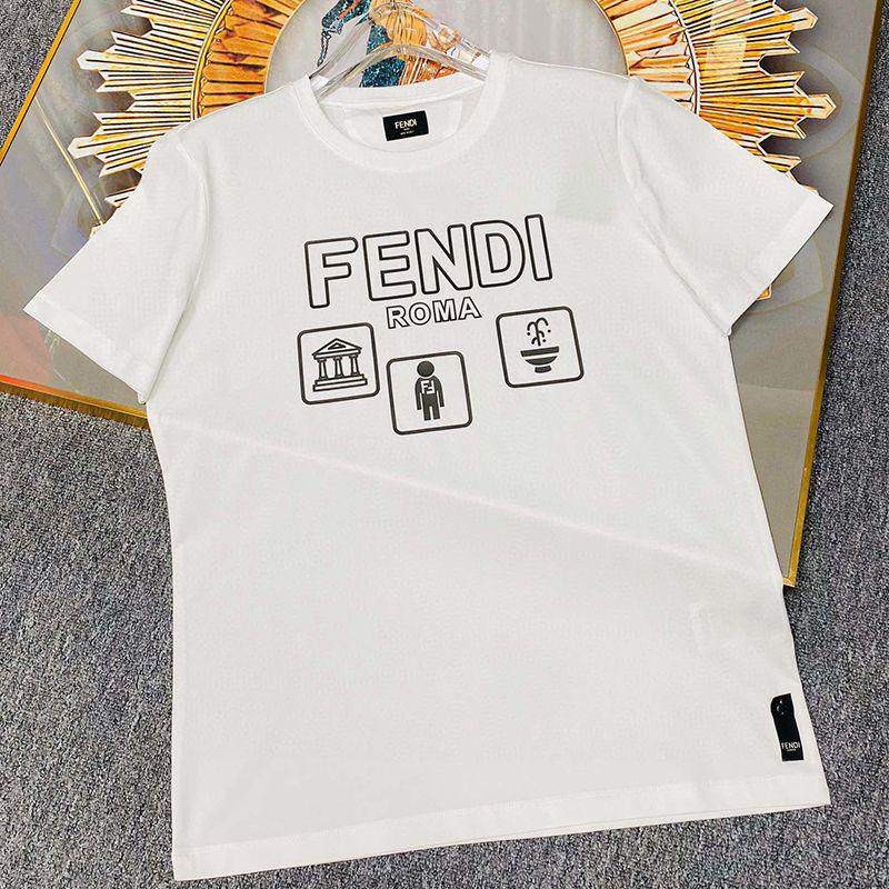 人気No1 フェンディ ROMA ロゴ クルーネックコピー Tシャツ fek26035