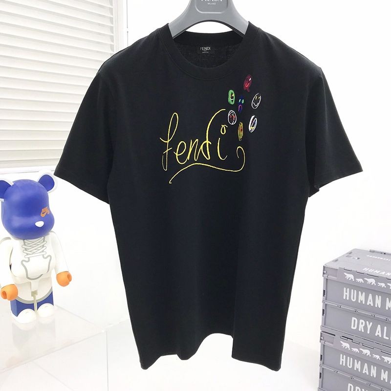 争奪戦 フェンディ◆クルーネックロゴジャージーTシャツ fee57889