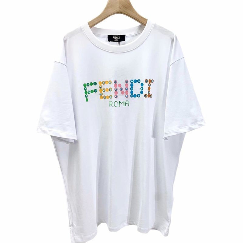 フェンディ◆クルーネックロゴジャージー コピーTシャツ feq79089