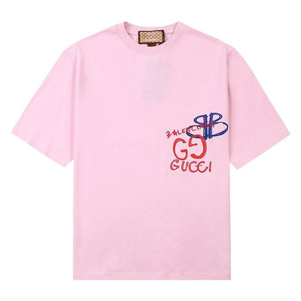 送料込グッチ バレンシアガ コピー コラボ ロゴ ピンクTシャツ guc85308