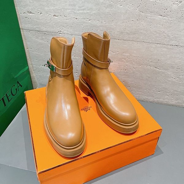 入手困難エルメス Bottines Veo ヴェオ 厚底 アンクルブーツ ブーティ 偽物 erw56215