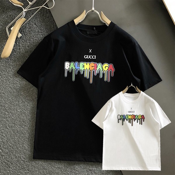 【関送込】グッチ x バレンシアガ コピー コラボ 半袖Tシャツ 2色 guu97767