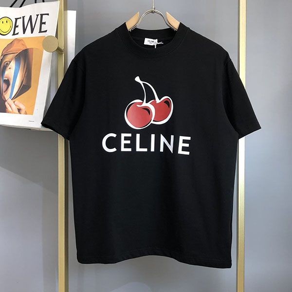 目を惹くカラー セリーヌ ロゴ コットンTシャツ 偽物 Cev47660