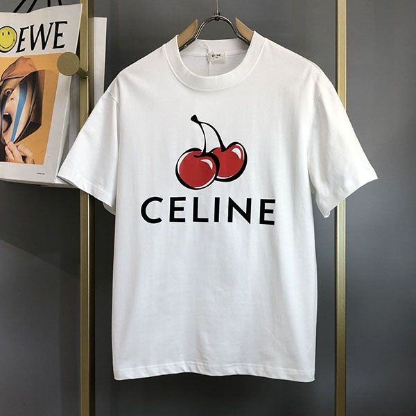 セリーヌ ロゴ コットンTシャツ コピー Cew30581