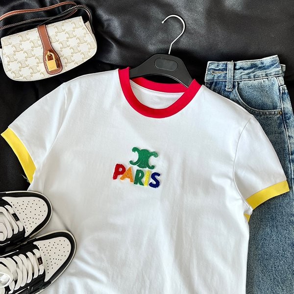 希少セリーヌ  PARIS Tシャツ 偽物 コットンジャージー 半袖 Ceq77622