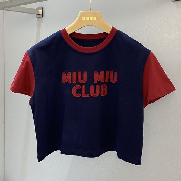 お洒落ミュウミュウ 偽物 フロントロゴが可愛い♪ロゴ刺繍入りジャージーTシャツ myc47805